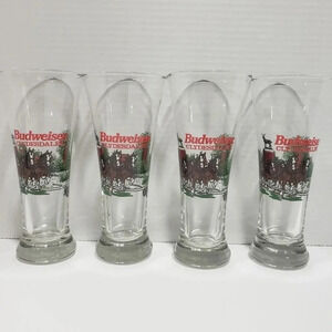 1991 Anheuser -Busch Budweiser Clydesdale  Beer Glasses,Set of 4.